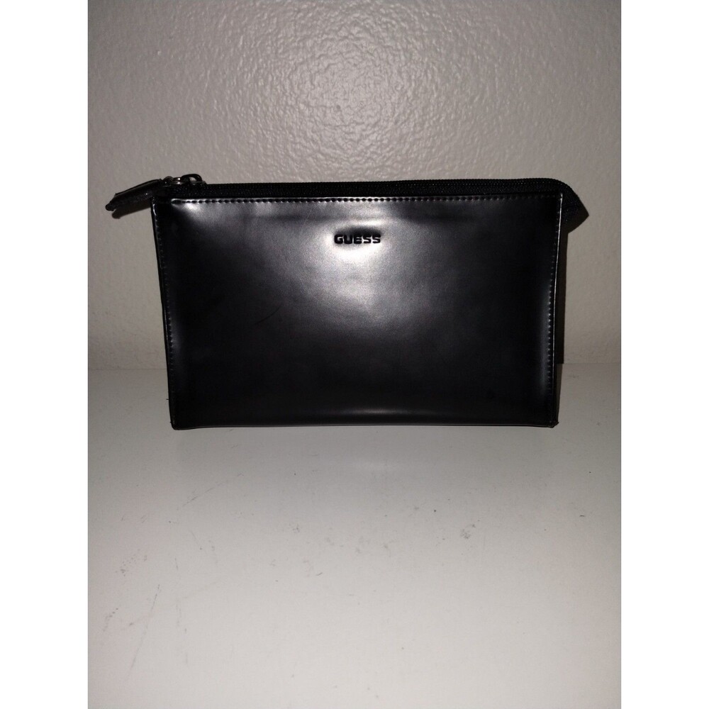 GUESS Solid Black Make Up Bag RARE 8"x5"